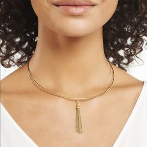 Nwt! Stella & Dot Chrislen Tassel Collar Choker Necklace in gold finish